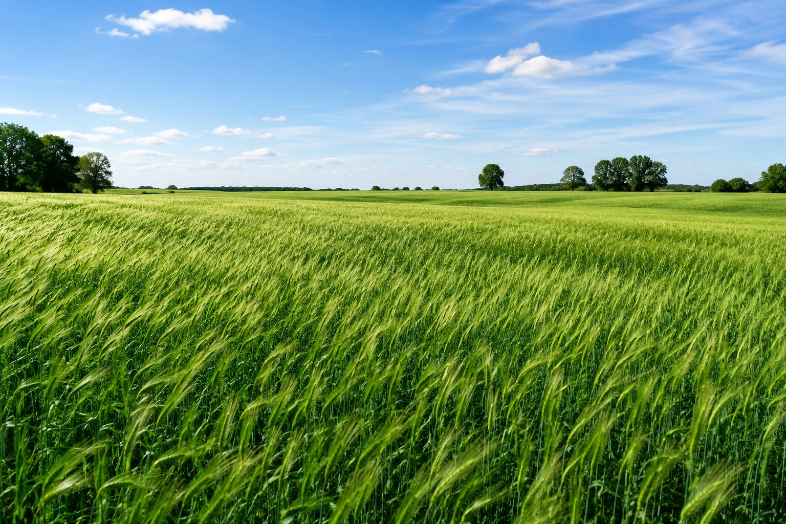 a green growing field in sunlight, abundance in God's kingdom