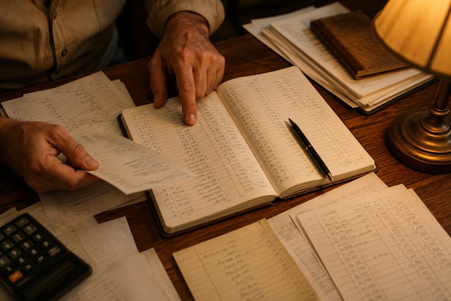 hands reviewing records, diligence multiplying what God has given