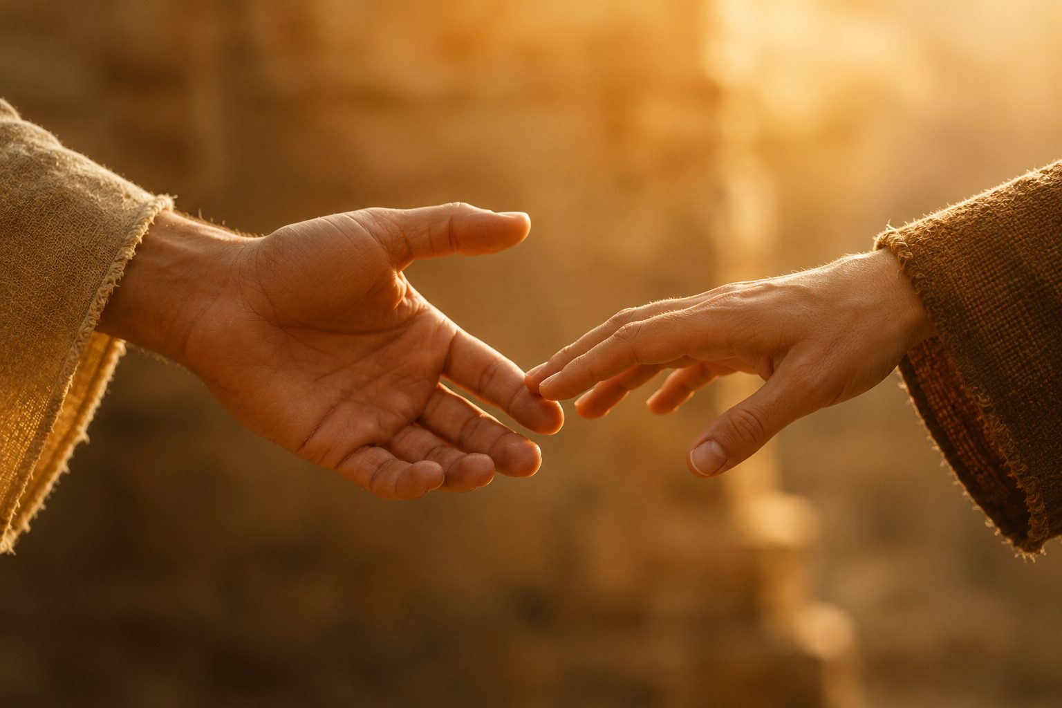 two hands reaching toward reconciliation, releasing the right to revenge