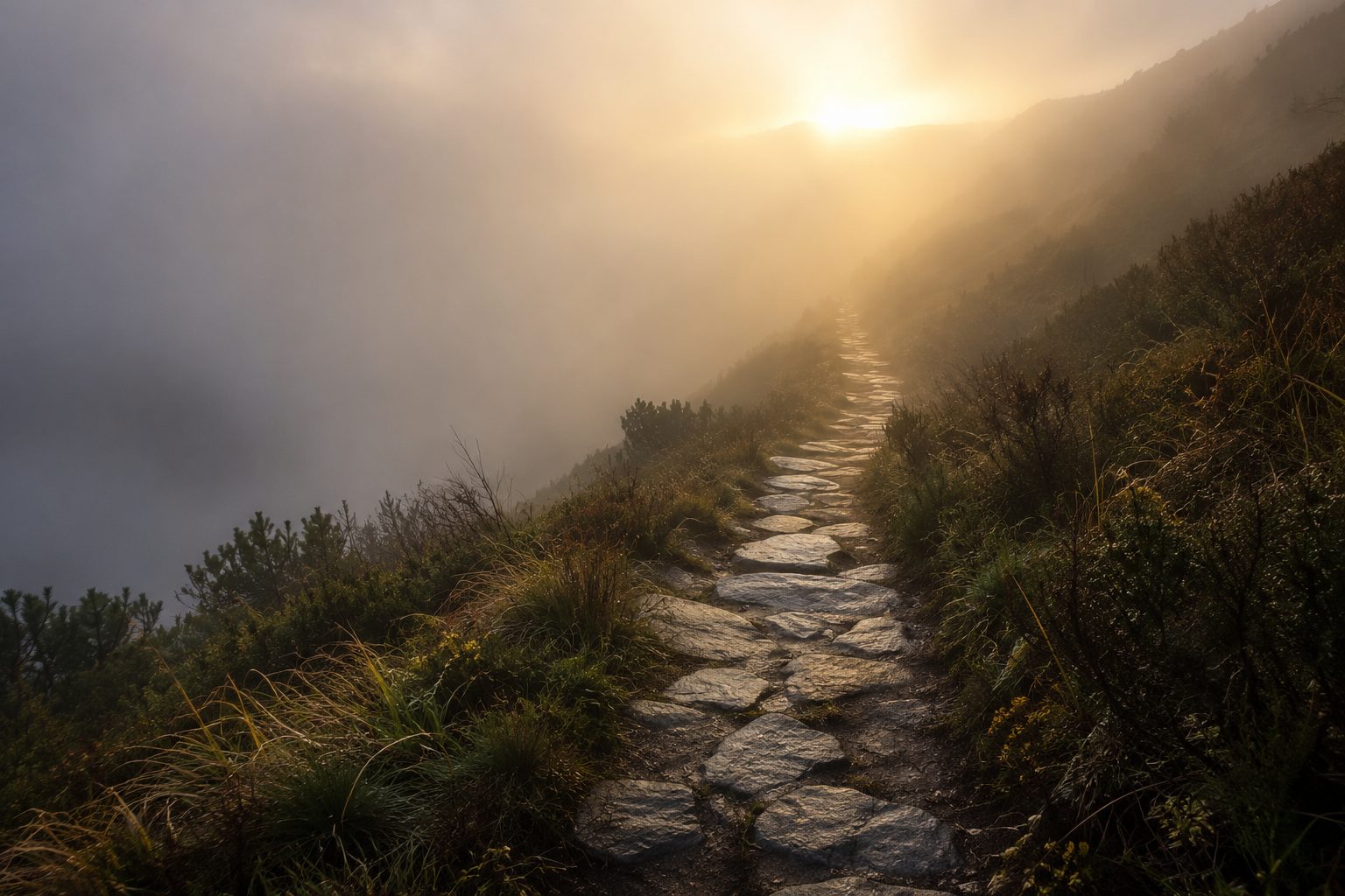A path becoming visible through fog, representing God making a way when the future is unclear.