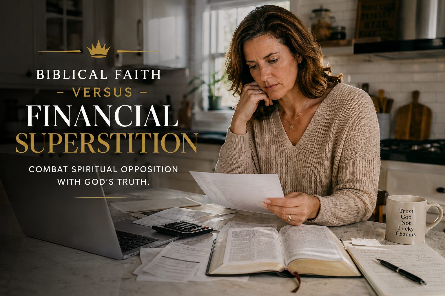 Believer applying biblical truth to combat spiritual opposition in money