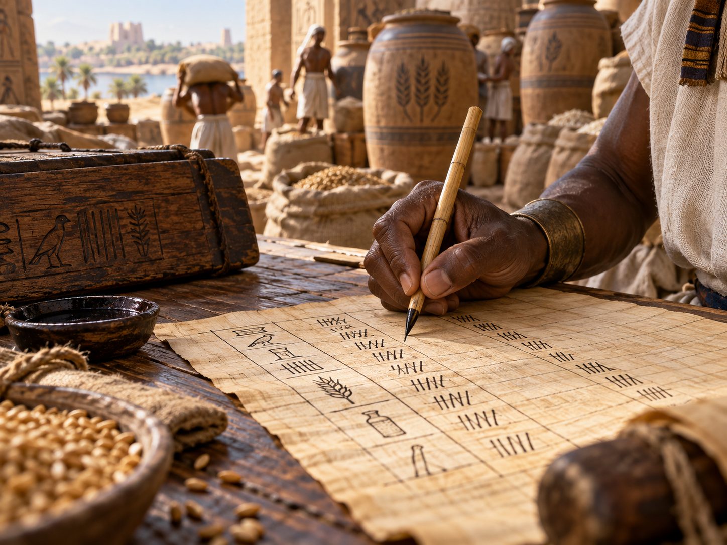 Administrative record keeping for biblical grain storage