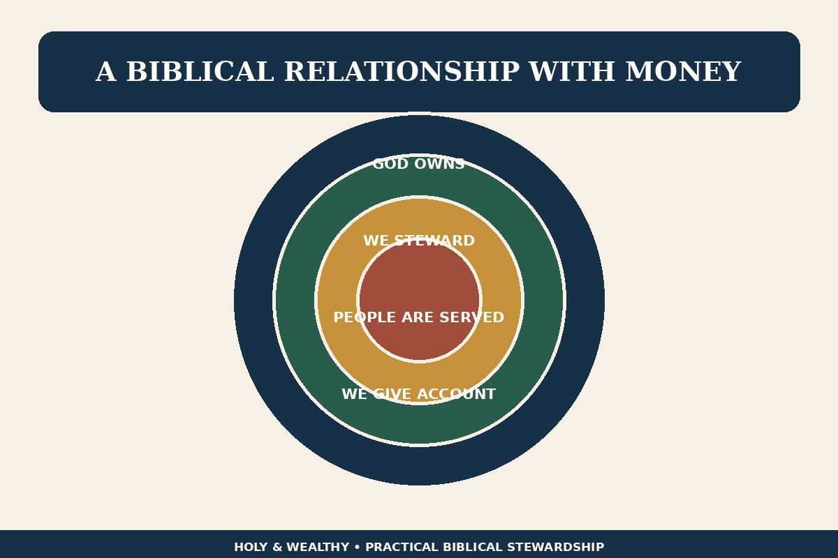Blog infographic linking God’s ownership to human stewardship, useful service and accountability