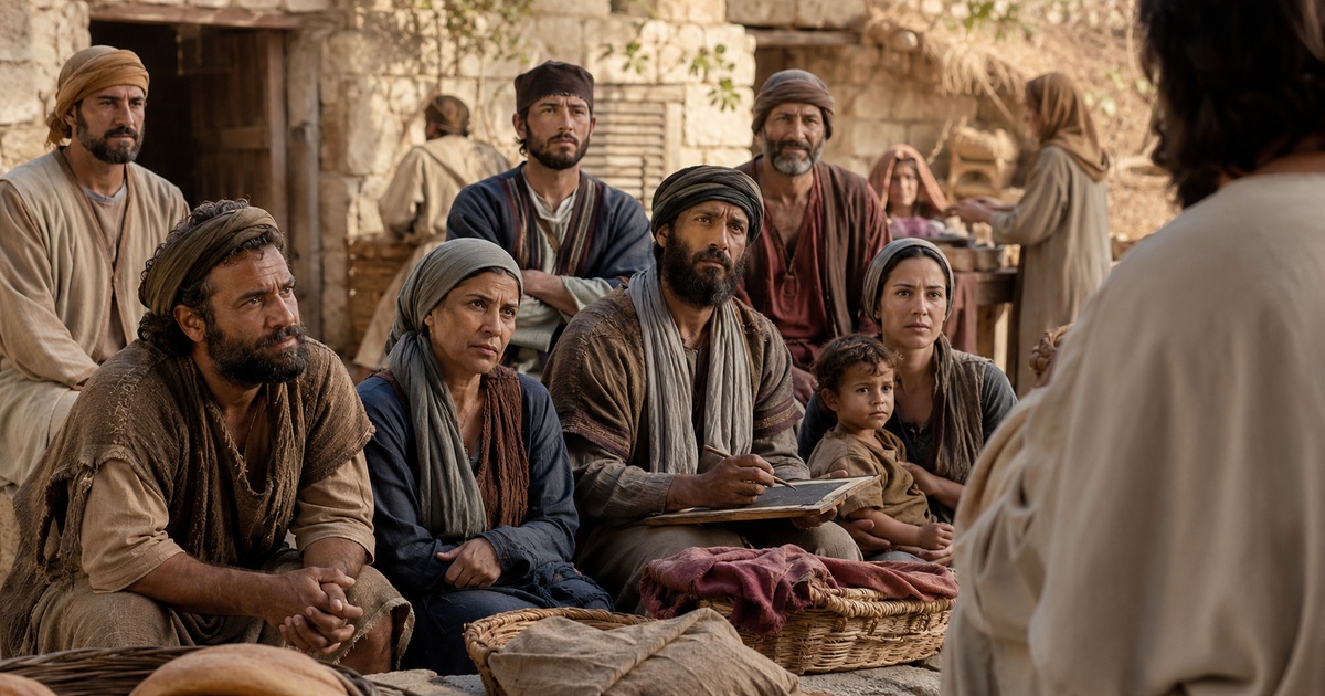 fictional first century galilean villagers listen closely to a jewish teacher sh