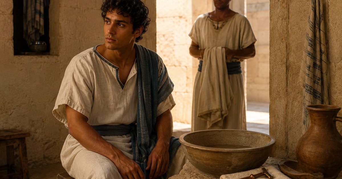 joseph quietly prepares himself while still confined in an egyptian prison