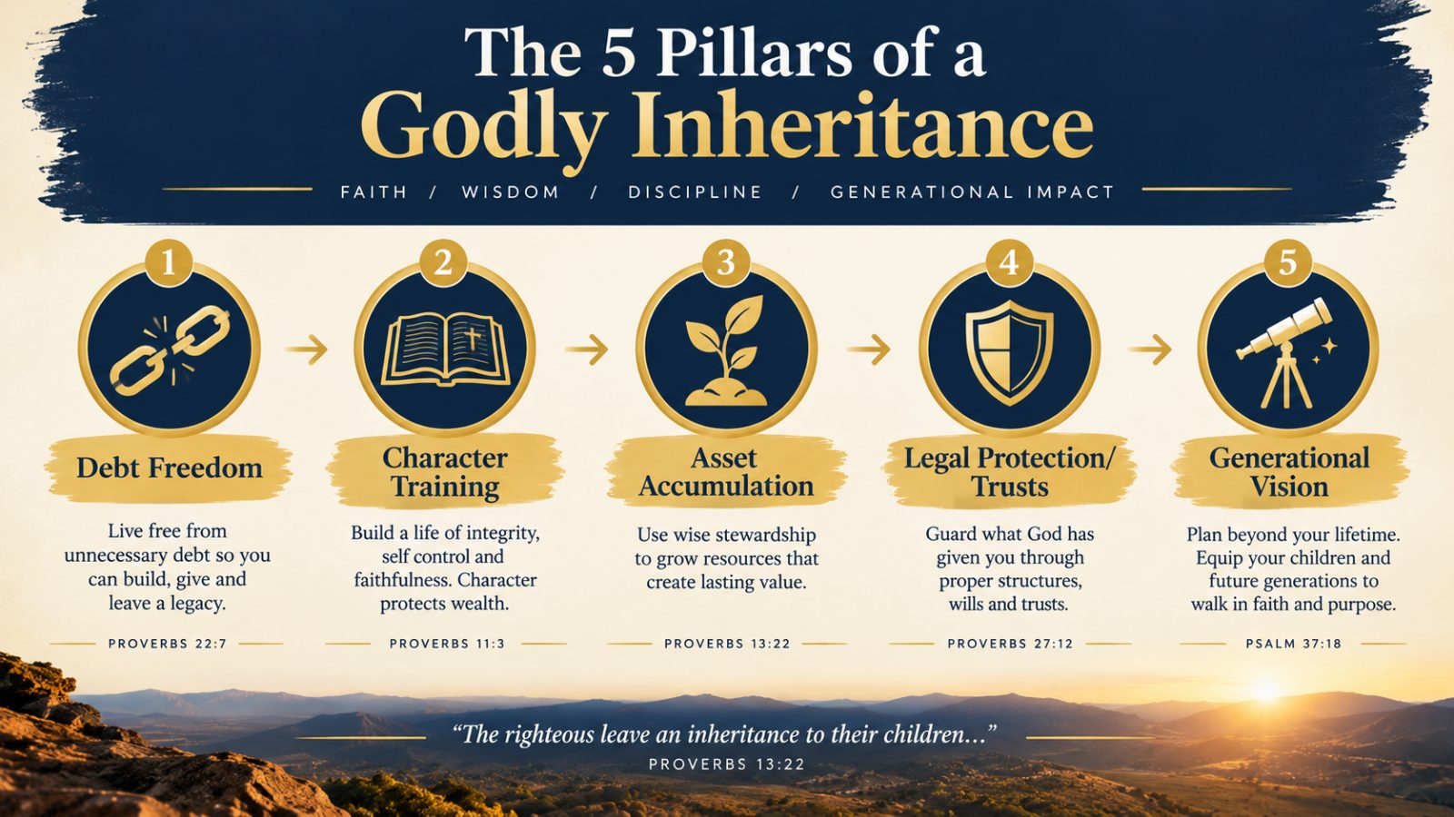 Infographic showing the steps to building a godly financial inheritance