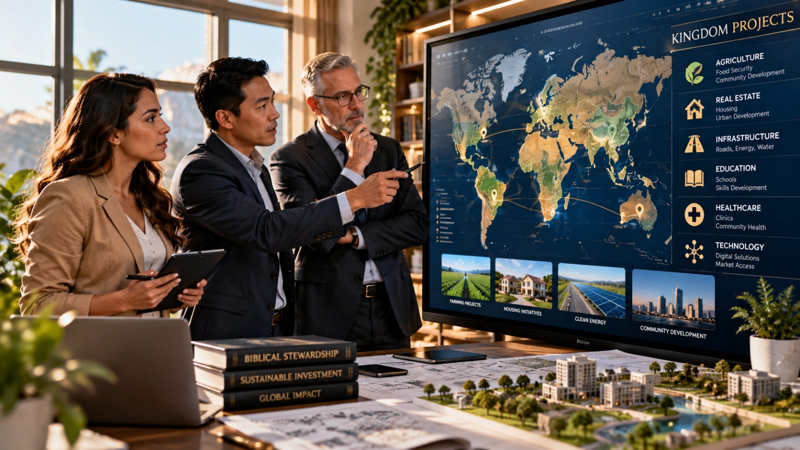 modern kingdom financiers collaborating on global projects