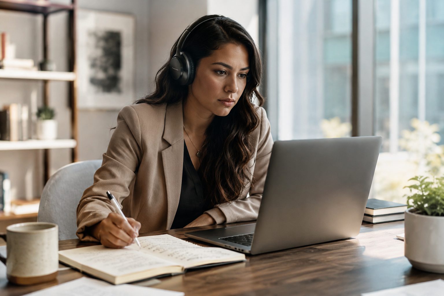 Young professional training her skills and developing character in the workplace